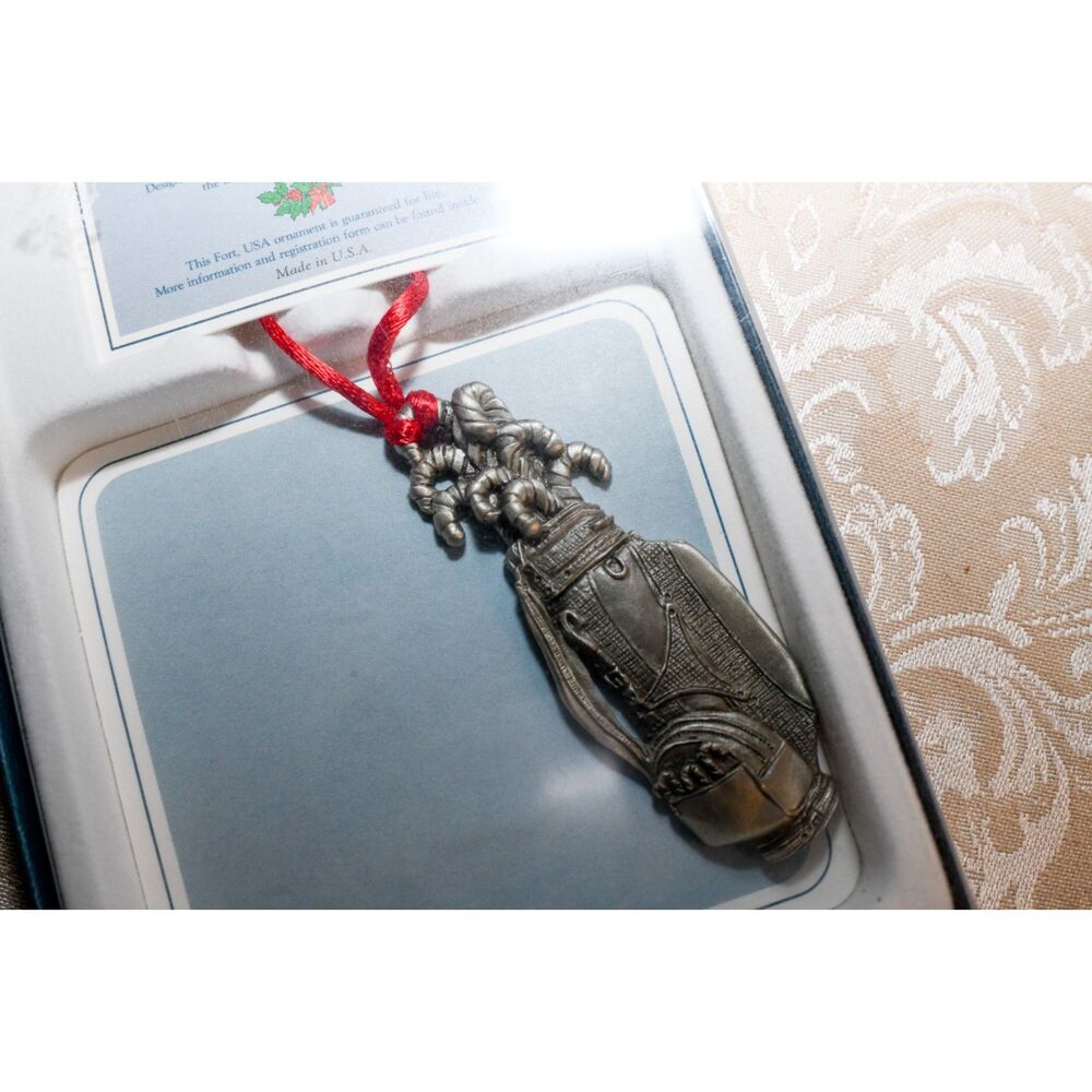 Pewter Golf Bag Christmas Tree Ornament Dad Brother Husband Gift NIB